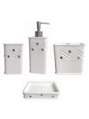 4pc Diamond Bath Set White - Popular Bath