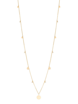 14k Long Graduated Discs And Diamonds Necklace