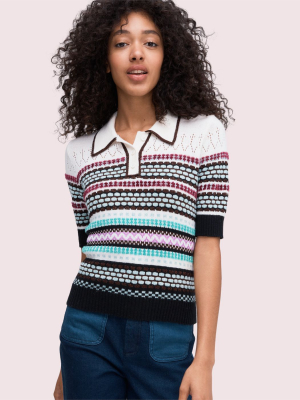 Texture Mix Polo Sweater