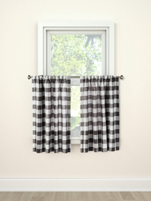 36"x42" Curtain Tier Small Check Gray - Threshold™