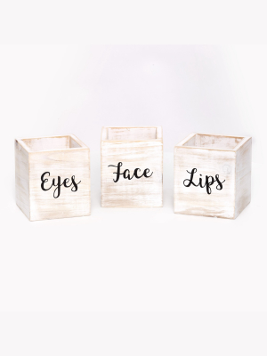 Lakeside Wooden Bathroom Countertop Makeup Organizers - Set Of 3