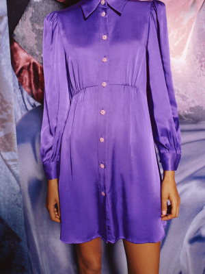 Satin Effect Shirt Dress