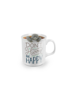 "don't Worry Be Happy" Sloth Print Tea Mug