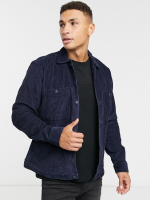 Selected Homme Corduroy Overshirt In Navy