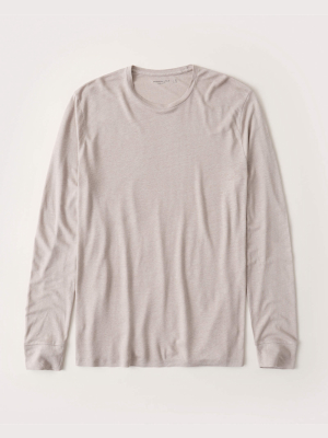 Long-sleeve Linen-blend Tee