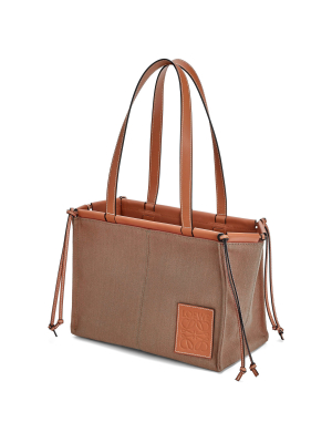 Cushion Leather-trimmed Canvas Tote Bag