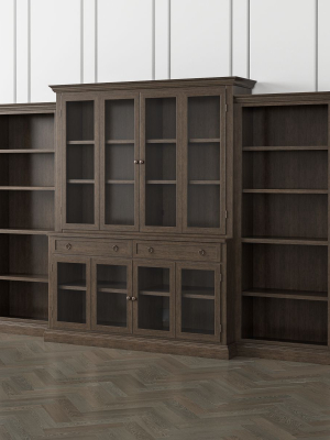 Cameo Pinot Lancaster 4-piece Glass Door Wall Unit With Open Bookcase