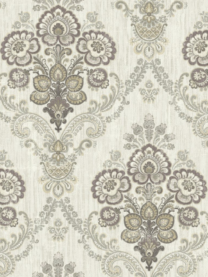 Framed Imperial Bouquet Wallpaper In Silver From The Caspia Collection By Wallquest