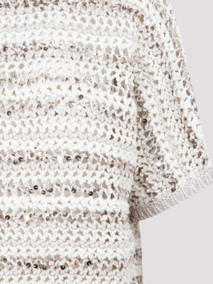 Brunello Cucinelli Dazzling Tonal Stripe Sweater