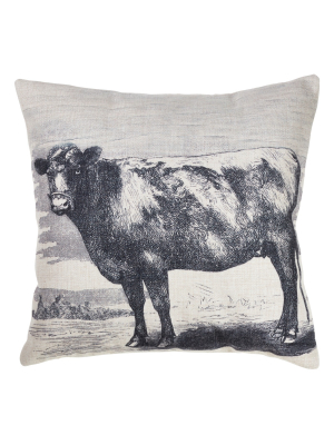 Cow Print Square Throw Pillow Gray - Saro Lifestyle