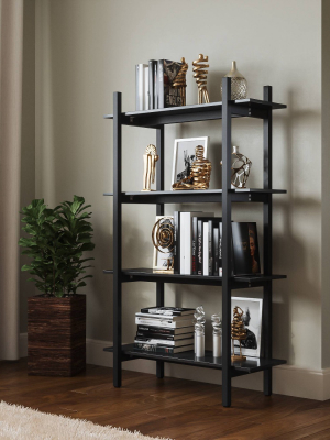 57" Emery 4 Tier Vertical Shelf Bookshelf Black - Rst Brands