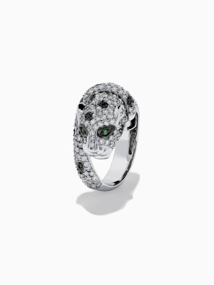 Effy Signature 14k White Gold Diamond Panther Ring, 2.09 Tcw