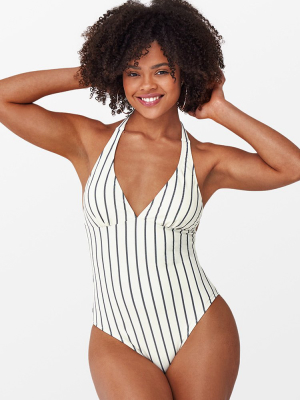 Alice Stripe Halter One Piece Swimsuit