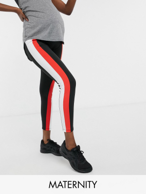 Asos 4505 Maternity Leggings With Side Stripe