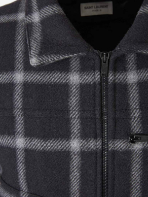 Saint Laurent Checked Zip-up Bomber Jacket