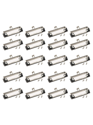 20-pack Mountable Metal Clips With Rubber Feet For Customize Clipboard, Silver, 3.9 X 1.2"