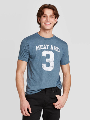 Men's Short Sleeve Meat And 3 Graphic T-shirt - Awake Navy