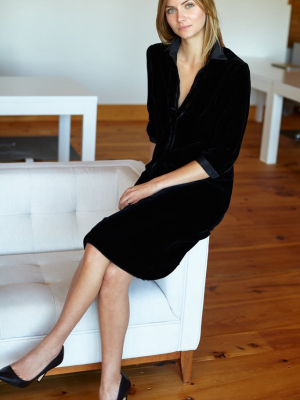 Velvet Shirtdress - Black Silk Velvet