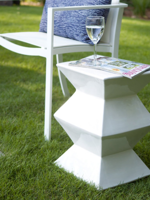 Zig Zag Stool Glossy White Glaze