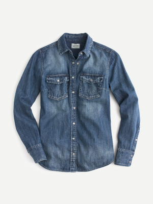 Western Chambray Shirt In Vintage Indigo