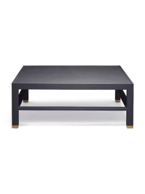 Jarin Square Coffee Table Dark Navy Faux Belgian Linen