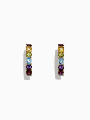 Effy Mosaic 14k Yellow Gold Multi Gemstone Hoop Earrings, 4.05 Tcw