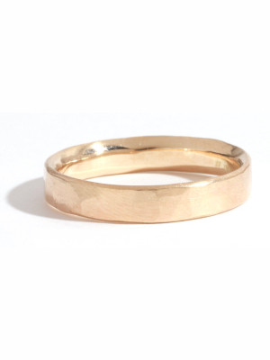 Hammered Texture 4mm Ring - 14 Karat Yellow Gold