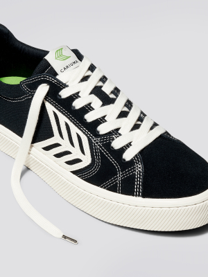 Catiba Pro Skate Black Suede And Canvas Contrast Thread Ivory Logo Sneaker Women Right