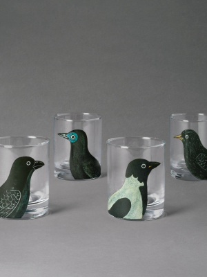 4pc Midnight Dreary Black Bird Glass Drinkware Set - John Derian For Threshold™