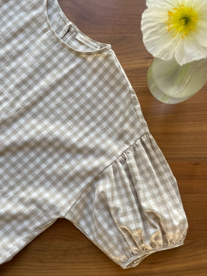 Summer May Dress, Beige Gingham