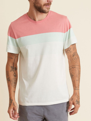 Signature Crew Tee In Dusty Peach/fair Aqua