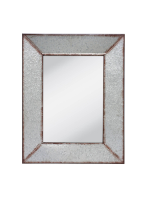 28" X 22" Rectangular Galvanized Metal Wall Hanging Mirror Silver - Stonebriar Collection