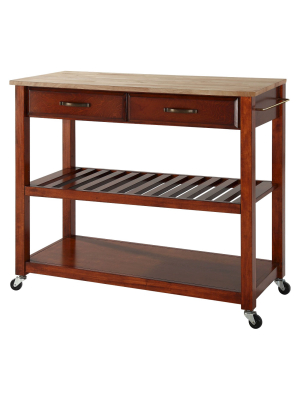 Natural Wood Top Kitchen Cart/island With Optional Stool Storage - Crosley