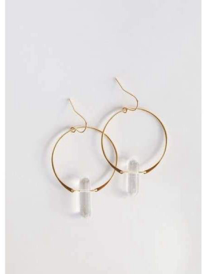 Earrings | Clear Quartz Hoops | Jaxkelly