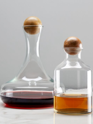 Glass Decanters With Wood Stoppers