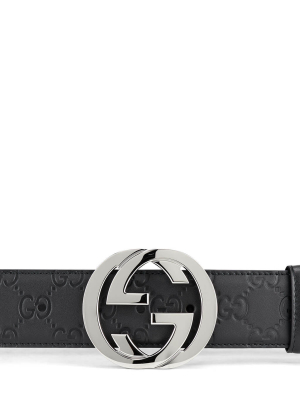 Interlocking G Buckle Signature Leather Belt