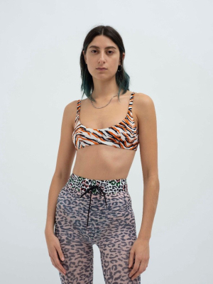 Tiger Print Crop Bikini Top