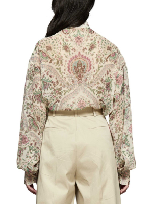 Etro Paisley Printed Ruffled-trim Blouse