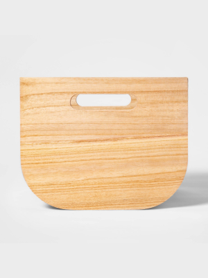 Small Paulownia Wood Bin With Fabric Sides Light Gray 8"x10" - Project 62™