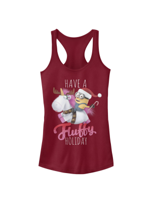 Junior's Despicable Me Christmas Minions Have A Fluffy Day Unicorn Racerback Tank Top