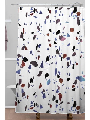 Emanuela Carratoni Autumnal Terrazzo Texture Shower Curtain Blue - Deny Designs