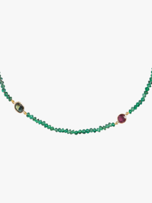 Emerald & Ruby Beaded Necklace