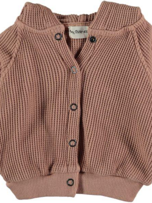 My Little Cozmo Jean Organic Quadrille Baby Jacket - Terra Cotta