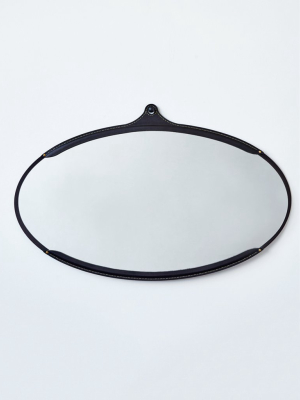 Fairmount Leather Wide Oval Mirror - Black