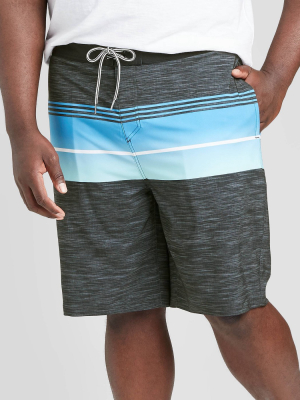 Men's Big & Tall 10" Striped Transponder Board Shorts - Goodfellow & Co™ Gray Ink