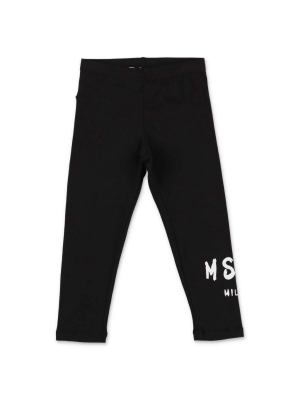 Msgm Kids Logo Print Leggings