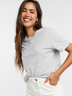 Asos Design Ultimate Organic Cotton T-shirt With Crew Neck In Gray Marl