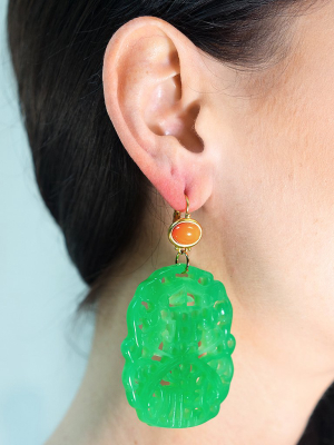 Carved Jade Earring