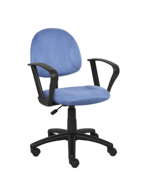 Microfiber Deluxe Posture Chair With Loop Arms Blue - Boss Office Products