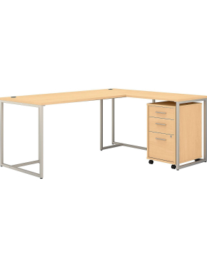 Office By Kathy Ireland Method 71 L-shaped Desk W/return And File Cabinet, Natural Maple Mth018acsu